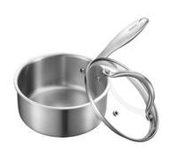 VEVOR Olla de 1,42 L con Tapa de Cristal, para Sopa y Verduras con Mango Ergonómico, de Acero Inoxidable, Apta para Lavavajillas, Fácil de Limpiar, Acabado Metálico Natural, 340 x 175 x 150 mm