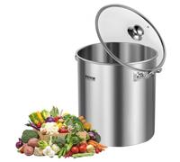VEVOR Olla de Acero Inoxidable, Ollas para Cocinar 22,7 L, Olla para Salsa con Tapa y Asa, Olla Comercial Resistente, Tratamiento de Lijado, para Cocinar al Vapor, Hervir o Freír, Plata, 300 x 330 mm
