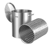 VEVOR Olla de Acero Inoxidable, Ollas para Cocinar 34 L, Olla para Salsa con Canasta, Tapa y Asa, Olla Comercial Resistente, Tratamiento de Lijado, para Cocinar al Vapor, Hervir o Freír, 315 x 420 mm