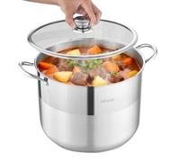 VEVOR Olla de Acero Inoxidable Capacidad de 15,1 L, Olla con Tapa de Vidrio y Asas Diametro de 32 cm, Ligero para Transportar, con Base de 5 Capas, Grande y Resistente, Ideal para Sopas, Guisos