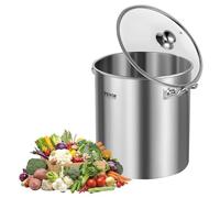 VEVOR Olla de Acero Inoxidable, Ollas para Cocinar 22,7 L, Olla para Salsa con Tapa y Asa, Olla Comercial Resistente, Tratamiento de Lijado, para Cocinar al Vapor, Hervir o Freír, Plata, 300 x 330 mm
