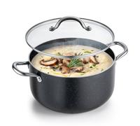 VEVOR Olla de Aleación de Aluminio Capacidad de 7,6 L, Olla con Revestimiento Cerámico, Tapa de Vidrio, Base de 2 Capas y Asas Soldadas Reforzadas, Fácil de Transportar, Ideal para Sopas, Guisos
