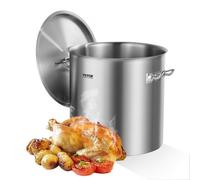 VEVOR Olla Grande de Acero Inoxidable de 50,1 L, Olla para Salsa con Tapa y Asa, Olla Comercial Resistente, Tratamiento de Lijado, para Eventos de Grupos Grandes, Color Plateado, 395 x 405 mm