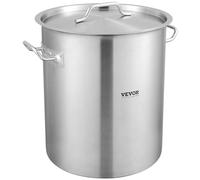 VEVOR Olla para Sopa de 39,7 L con Tapa, Diámetro de 35 cm, Altura de 41 cm, Olla Grande de Acero Inoxidable con Asa y Colador, Llama Abierta e Inducción para Eventos Comerciales, Restaurantes