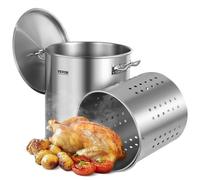 VEVOR Olla para Sopa de 39,7 L con tapa, Diámetro de 35 cm, Altura de 41 cm, Olla Grande de Acero Inoxidable con Asa y Colador, Llama Abierta e Inducción para Eventos Comerciales, Restaurantes