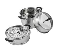 VEVOR Olla Vaporera de Acero Inoxidable 28 cm con Olla de 8 L Vaporera para Alimentos con Tapa de Vidrio 1 Cesta 2 Bandejas de Vapor 3 Niveles con 1 Par de Guantes Aislantes para Cocinar al Vapor