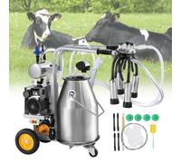 VEVOR Ordeñadora Eléctrica para Vacas Cubo de Acero Inoxidable 25 L Ordeñadora al Vacío con Pulsación Automática Ordeñadora Portátil con Tazas Tubos de Silicona de Grado Alimenticio Presión Ajustable
