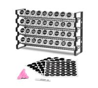 VEVOR Organizador de Condimentos para Gabinete, con 36 Tarros Vacíos, Tapas, Etiquetas y Embudo, Juego Completo, para Encimera, Cocina, Despensa y Armario, 463 x 118 x 282 mm, 4 Niveles, Negro