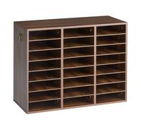 VEVOR Organizador de Documentos de Madera 24 Compartimentos de Escritorio, Almacenamiento de Archivos para Estudio Oficina Escuela, Estantes Ajustables, 715 x 540 x 300 mm, para Papeles A4, Marrón