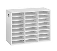 VEVOR Organizador de Escritorio con 24 Compartimentos de Madera Blanco, Almacenamiento de Documentos para Oficina Estudio Escuela, Estantes Ajustables, 715 x 540 x 300 mm, para Papeles Archivos A4
