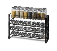 VEVOR Organizador de Especias Desmontable para Armario, Apilable con 4 Lazos, Tarros de Especias para Encimera, Despensa y Armario, Carga 10 kg, Resistente y Duradero, 401 x 116 x 271 mm, Negro