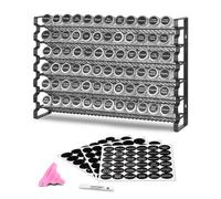 VEVOR Organizador de Especias para Armario, con 72 Tarros Vacíos, Tapas, Etiquetas y Embudo, Juego Completo, para Encimera, Cocina, Despensa y Armario, 591 x 118 x 407 mm, 6 Niveles, Carga 10 kg