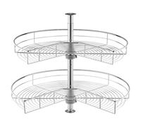 VEVOR Organizador de esquina cromado en forma de riñón de 28 pulgadas, base de cocina giratoria de 360°, estante de almacenamiento ajustable de 2 niveles, estante de almacenamiento de acero al carbono