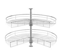 VEVOR Organizador de Esquina Cromado en Forma de Riñón, Estante de Almacenamiento de 2 Niveles con Altura Ajustable, Acero al Carbono para Gabinete de Esquina, Capacidad de 27 kg, 800 x 680 x 740 mm