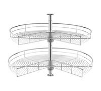 VEVOR Organizador de Esquina Cromado en Forma de Riñón, Estante de Almacenamiento de 2 Niveles con Altura Ajustable, Acero al Carbono para Gabinete de Esquina, Capacidad de 27 kg, 800 x 680 x 740 mm