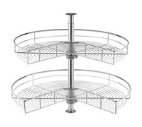 VEVOR Organizador de esquina cromado en forma de riñón de 28 pulgadas, base de cocina giratoria de 360°, estante de almacenamiento ajustable de 2 niveles, estante de almacenamiento de acero al carbono