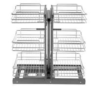 VEVOR Organizador de Esquinas Ciegas, Organizador de Gabinete de Cocina de 3 Niveles y 6 Estantes, de Acero al Carbono Cromado, Compatible con Apertura Izquierda y Derecha, 605 x 455 x 630 mm, Plata
