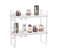 VEVOR Organizador de Estantes Ajustable para Gabinetes, 2 Niveles, Apilables y Elevadores de Almacenamiento, Organizadores de Despensa para Cocina, Oficina, 650 x 220 x 500 mm, Blanco, Carga 10 kg