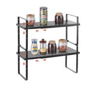 VEVOR Organizador de Estantes Ajustable para Gabinetes de Cocina, 2 Niveles, Apilables y Elevadores de Almacenamiento, para Cocina, Baño, Oficina, Casa, 650 x 220 x 500 mm, 2 Unidades, Negro
