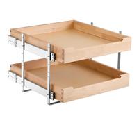 VEVOR Organizador de Gabinete Extraíble 2 Niveles, Estante Deslizable de Cierre Suave, Alta Resistencia, Organización de Gabinete de Base Ajustable para Despensa de Cocina y Baño, 393 x 533 x 76 mm