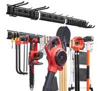 VEVOR Organizador de Herramientas de Pared Capacidad de 272kg en Total | Acero al Carbono Estante de Almacenamiento de Pared con 12 Ganchos Ajustables y 3 Rieles para Cobertizo Garaje Jardín Taller