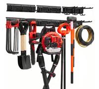 VEVOR Organizador de Herramientas de Pared, Capacidad Total 272 kg | Acero al carbono, estante de pared con 3 rieles y 9 ganchos ajustables, para garaje, jardín, cobertizo y taller