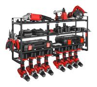 VEVOR Organizador de Herramientas Eléctricas de Pared, Estante de Almacenamiento de 4 Capas con 8 Portabrocas, para Destornillador, para Garaje, Banco de Trabajo y Taller, 928,5 x 200 x 420 mm