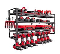 VEVOR Organizador de Herramientas Eléctricas de Pared, Estante de Almacenamiento de 4 Capas con 8 Portabrocas, para Destornillador, para Garaje, Banco de Trabajo y Taller, 928,5 x 200 x 420 mm