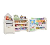 VEVOR Organizador de Juguetes para Niños con Estantería 4 Niveles con 10 Compartimentos de Plástico Extraíbles y Tablero de Dibujo para Sala de Estudio, Dormitorio, Sala de Juegos, Aula, Guardería