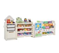 VEVOR Organizador de Juguetes para Niños con Estantería 4 Niveles con 10 Compartimentos de Plástico Extraíbles y Tablero de Dibujo para Sala de Estudio, Dormitorio, Sala de Juegos, Aula, Guardería