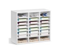 VEVOR Organizador de Literatura 737 x 305 x 620 mm, Clasificador de Madera de Oficina de 24 Compartimentos con Estantes Ajustables, para Almacenamiento para Archivos, Documentos, Papeles, Blanco