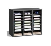 VEVOR Organizador de Literatura 737 x 305 x 620 mm, Clasificador de Madera de Oficina de 24 Compartimentos con Estantes Ajustables, para Almacenamiento para Archivos, Documentos, Papeles, Gris
