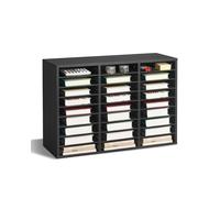 VEVOR Organizador de Literatura, Clasificador de Archivos de 27 Compartimentos 800 x 297 x 550 mm con Estantes Extraíbles, Clasificador de Madera de Aglomerado para Oficina, Hogar, Aula, Negro
