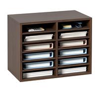 VEVOR Organizador de Literatura de madera Aglomerado Estante de Almacenamiento de Documentos de 12 Compartimentos 52x30,5x41 cm Clasificador de Literatura con Estantes Ajustables para Oficina, Marrón