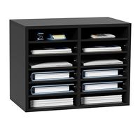 VEVOR Organizador de Literatura de madera Aglomerado Estante de Almacenamiento de Documentos de 12 Compartimentos 52x30,5x41 cm Clasificador de Literatura con Estantes Ajustables para Oficina, Negro