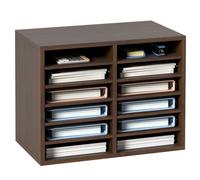 VEVOR Organizador de Literatura de madera Aglomerado Estante de Almacenamiento de Documentos de 12 Compartimentos 52x30,5x41 cm Clasificador de Literatura con Estantes Ajustables para Oficina, Marrón