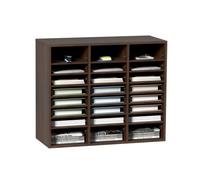 VEVOR Organizador de Literatura de madera Aglomerado Estante de Almacenamiento de Documentos de 24 Compartimentos 73,7x30,5x62 cm Clasificador de Literatura con Estantes Ajustables para Oficina Marrón