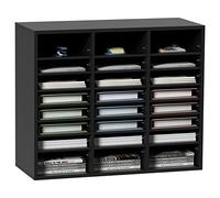 VEVOR Organizador de Literatura de madera Aglomerado Estante de Almacenamiento de Documentos de 24 Compartimentos 73,7x30,5x62 cm Clasificador de Literatura con Estantes Ajustables para Oficina, Negro