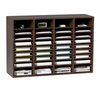 VEVOR Organizador de Literatura de madera Aglomerado Estante de Almacenamiento de Documentos de 36 Compartimentos 99,7x30,5x68cm Clasificador de Literatura con Estantes Ajustables para Oficina, Marrón