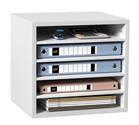 VEVOR Organizador de Literatura de madera Aglomerado Estante de Almacenamiento de Documentos de 5 Compartimentos 35,5x30,5x33 cm Clasificador de Literatura con Estantes Ajustables para Oficina, Blanco