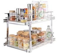 VEVOR Organizador Extraíble Debajo del Fregadero 2 Niveles 322x533 mm y 300x516 mm Estante Deslizante de Acero Cromado Carga de 30 kg Deslizamiento Suave para Organización del Baño Cocina