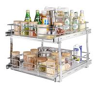 VEVOR Organizador Extraíble Debajo del Fregadero 2 Niveles 508x539x383 mm Estante Deslizante de Acero Cromado Carga de 30 kg Deslizamiento Suave para Cocina, Tamaño de Instalación 538x569x483 mm