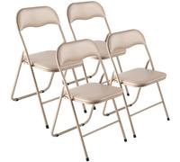 VEVOR Pack de 4 Sillas Plegables Portátiles con Cojín Acolchado en Color Caqui