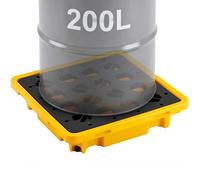 VEVOR Palet de Contención de Derrames para 1 Bidón, Capacidad de 700 kg, Depósito de 43,2 L, Bandeja Antiderrames de HDPE con Drenaje, Modular y Apilable, Uso Industrial y Almacenamiento de Líquidos