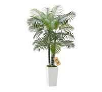 VEVOR Palmera Areca Artificial Tropical de Imitación con Maceta Alta Blanca, para Decoración de Hogar, Oficina, Sala de Estar, Inauguración de Casa, Interior y Exterior, 1040 x 1040 x 1780 mm