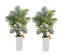 VEVOR Palmera Areca Artificial Tropical Falsa con Maceta Alta Blanca, para Decoración de Hogar, Oficina, Sala de Estar, Inauguración de Casa, Interior Exterior, 700 x 700 x 1220 mm, Verde, 2 uds