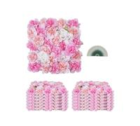 VEVOR Panel 3D de Flores Artificial para Pared 12 Piezas 38 x 38 cm Fondo de Pared con Flores Artificiales sin Costuras Instalación Fácil para Bodas, Hogar, Jardín, Fiestas, Decoración, Rosa