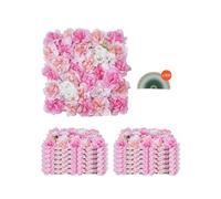 VEVOR Panel 3D de Flores Artificial para Pared 12 Piezas 38 x 38 cm Fondo de Pared con Flores Artificiales sin Costuras Instalación Fácil para Bodas, Hogar, Jardín, Fiestas, Decoración, Rosa