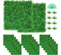 VEVOR Panel de boj artificial UV, paneles de pared de seto de boj, telón de fondo de césped artificial, pared de césped verde, seto falso para decoración, valla de privacidad en interiores, exteriores (10 x 10 pulgadas, 48)