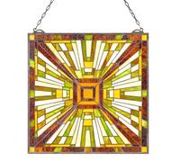 VEVOR Panel de Vidriera Colgante para Ventana 501 x 527 x 4,5 mm Panel de Vitral Colorido Vertical Rectangular Marco de Metal con Cadena Fácil de Limpiar para Decoración de Cocina, Hogar, Cafetería